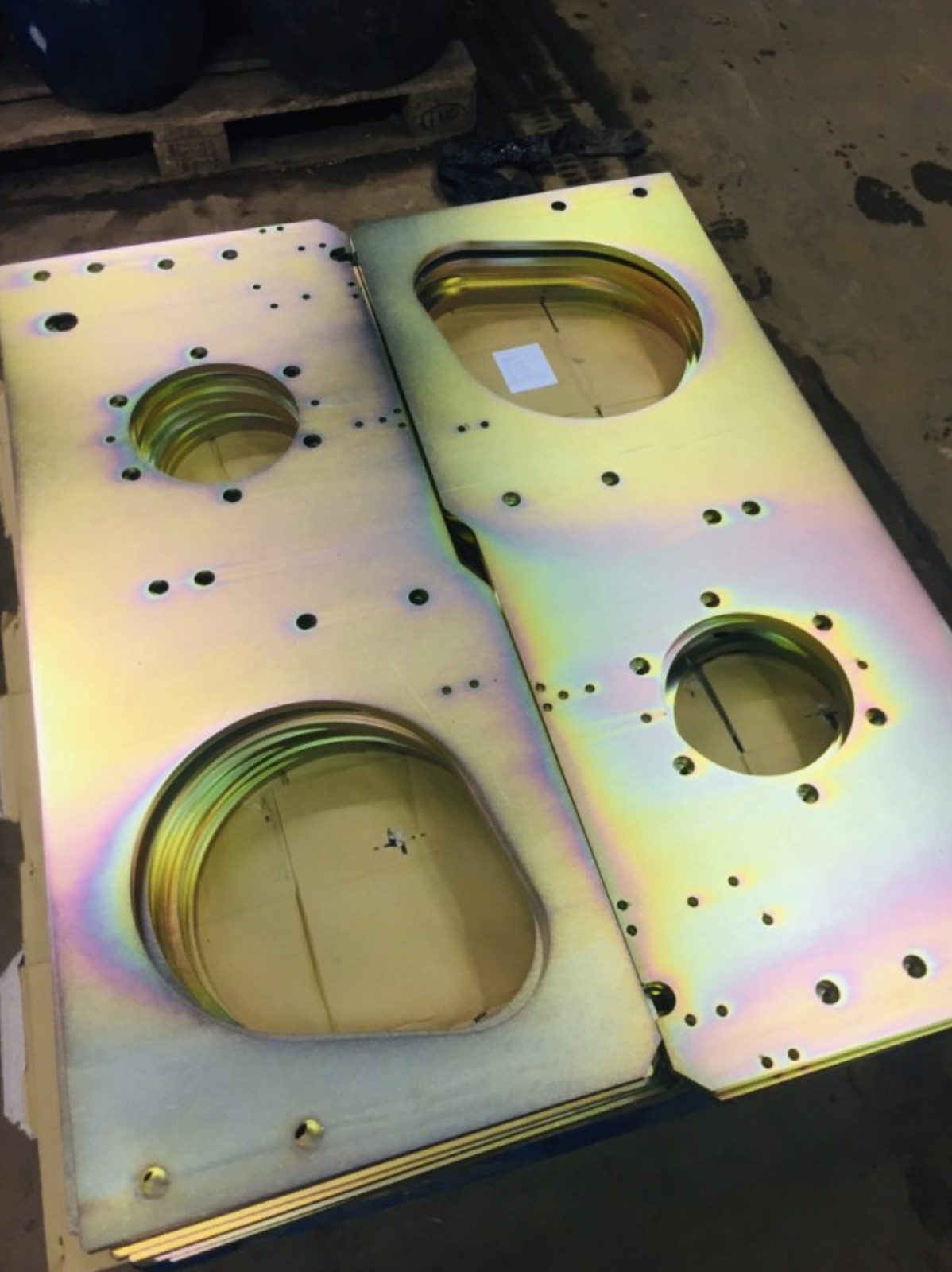 Zinc-plated chassis plates in fabrication